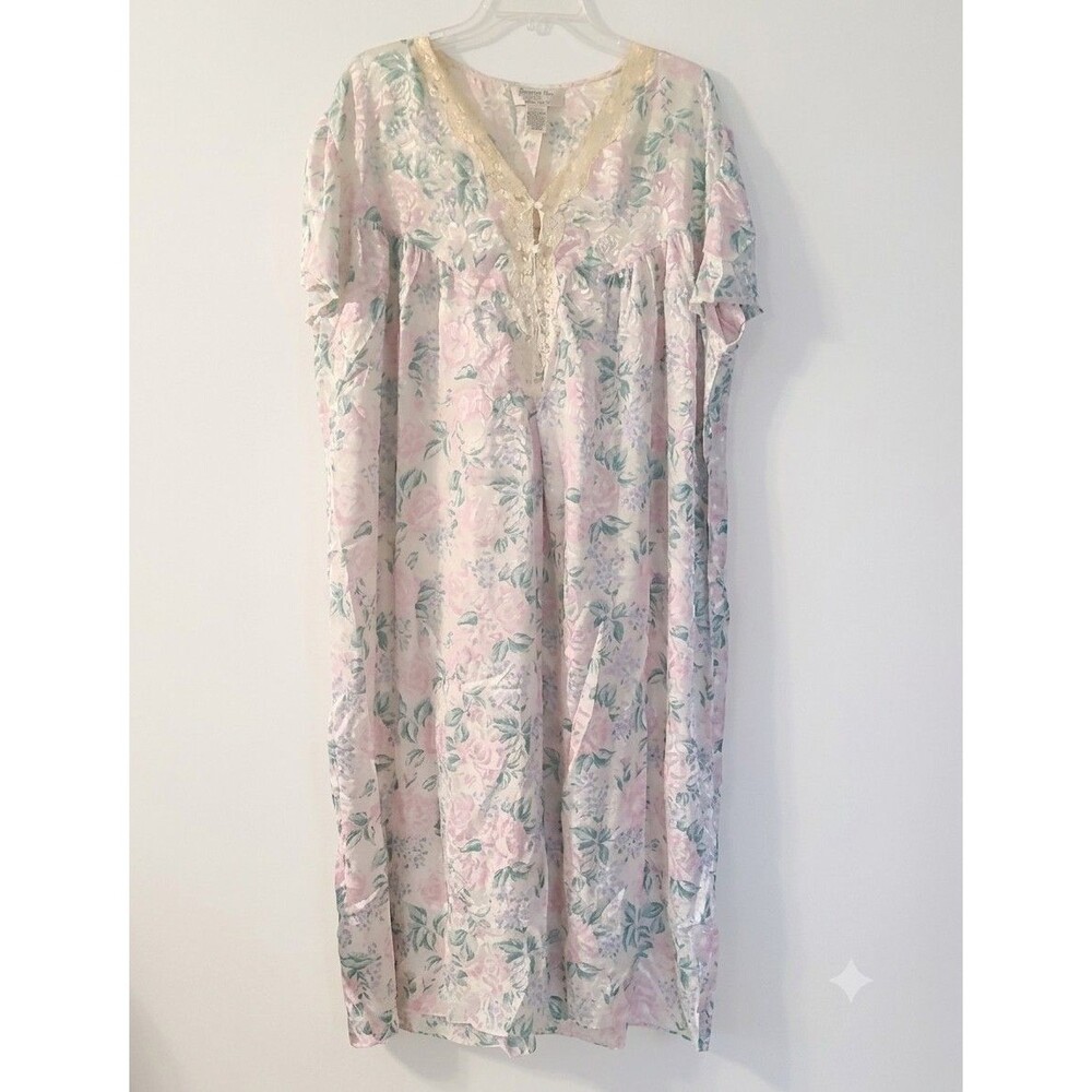 Nordstrom Intimates Vintage Style Floral Satin Nightgown Robe 2X